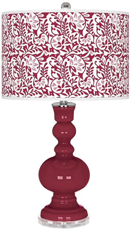 Antique Red Gardenia Apothecary Table Lamp