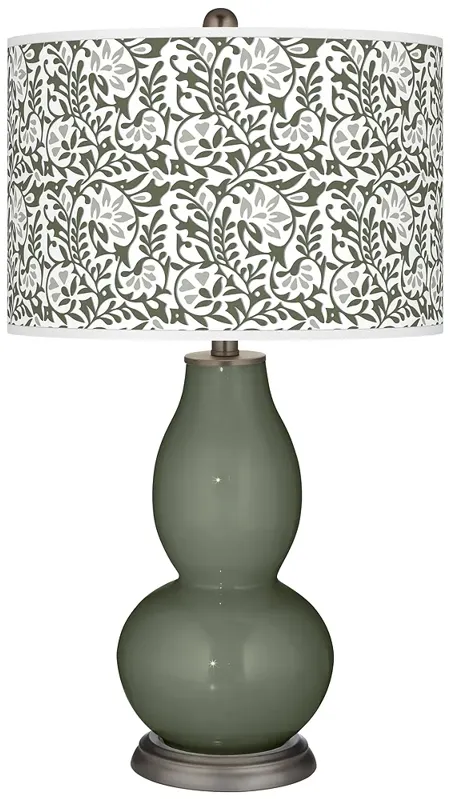 Deep Lichen Green Gardenia Double Gourd Table Lamp