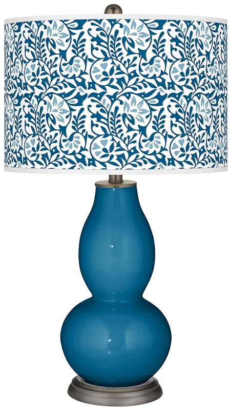 Mykonos Blue Gardenia Double Gourd Table Lamp