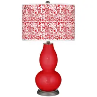 Bright Red Gardenia Double Gourd Table Lamp