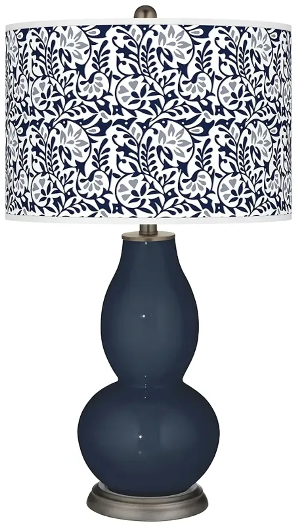 Color Plus Double Gourd 29 1/2" Gardenia Shade Naval Blue Table Lamp