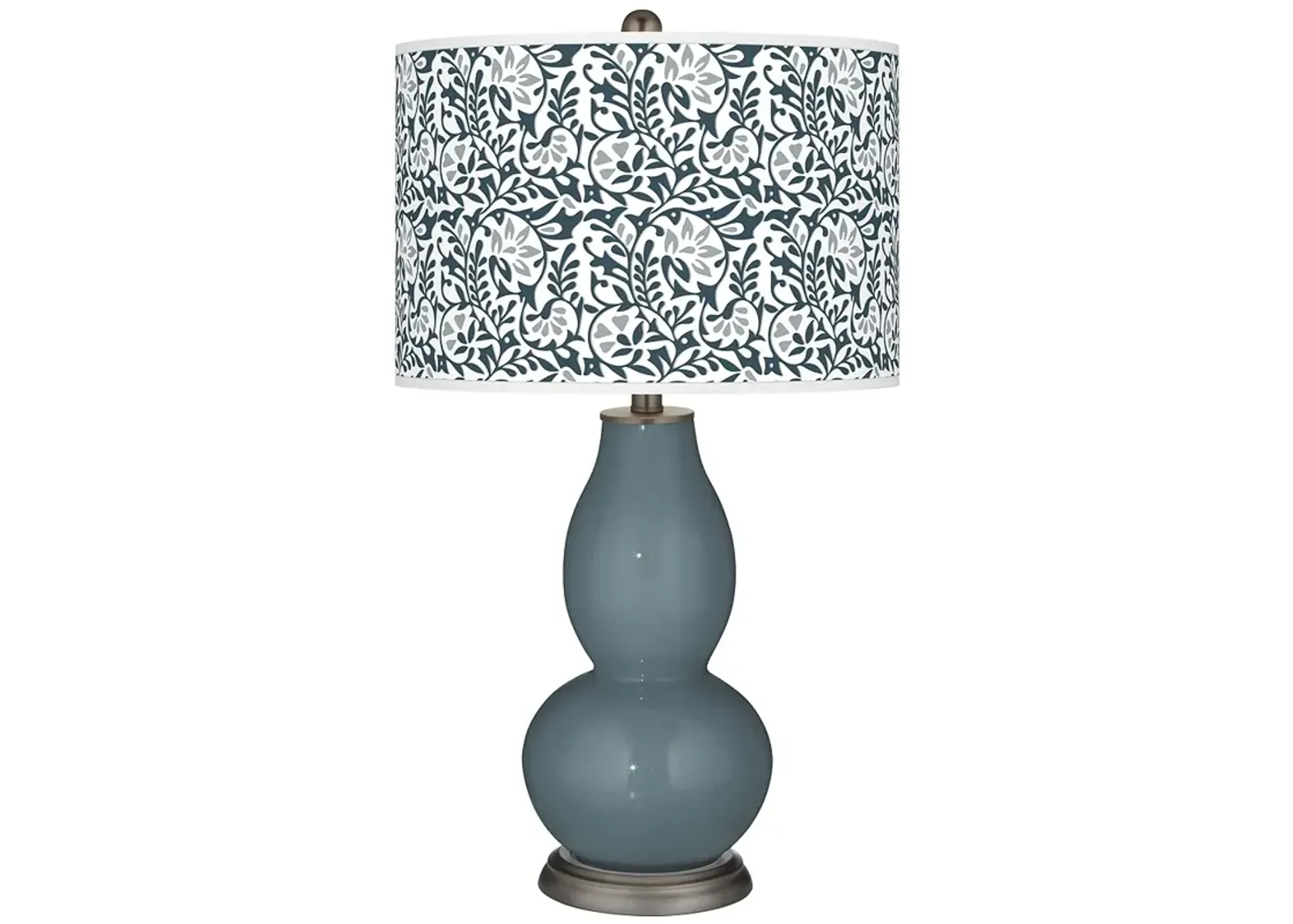 Smoky Blue Gardenia Double Gourd Table Lamp