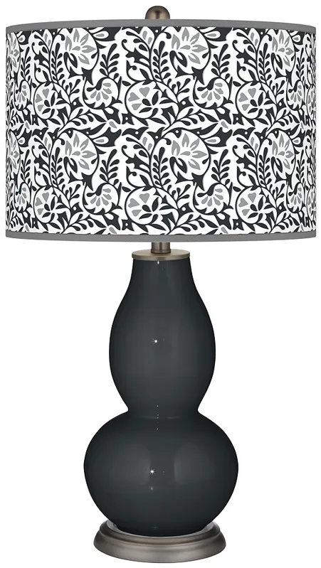 Black of Night Gardenia Double Gourd Table Lamp