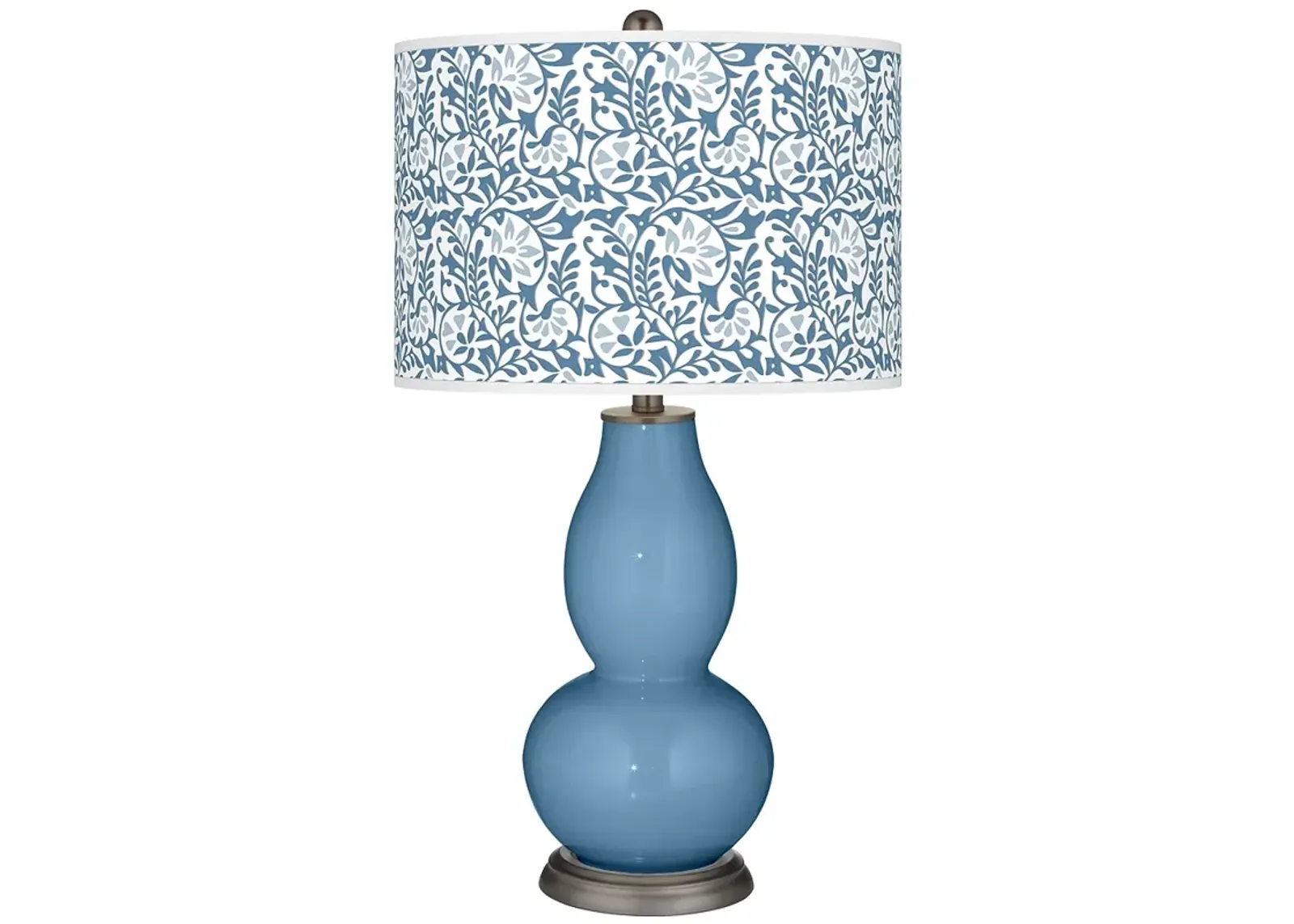 Color Plus Double Gourd 29 1/2" Gardenia Shade Secure Blue Table Lamp