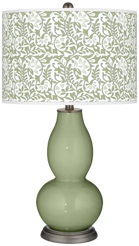 Majolica Green Gardenia Double Gourd Table Lamp