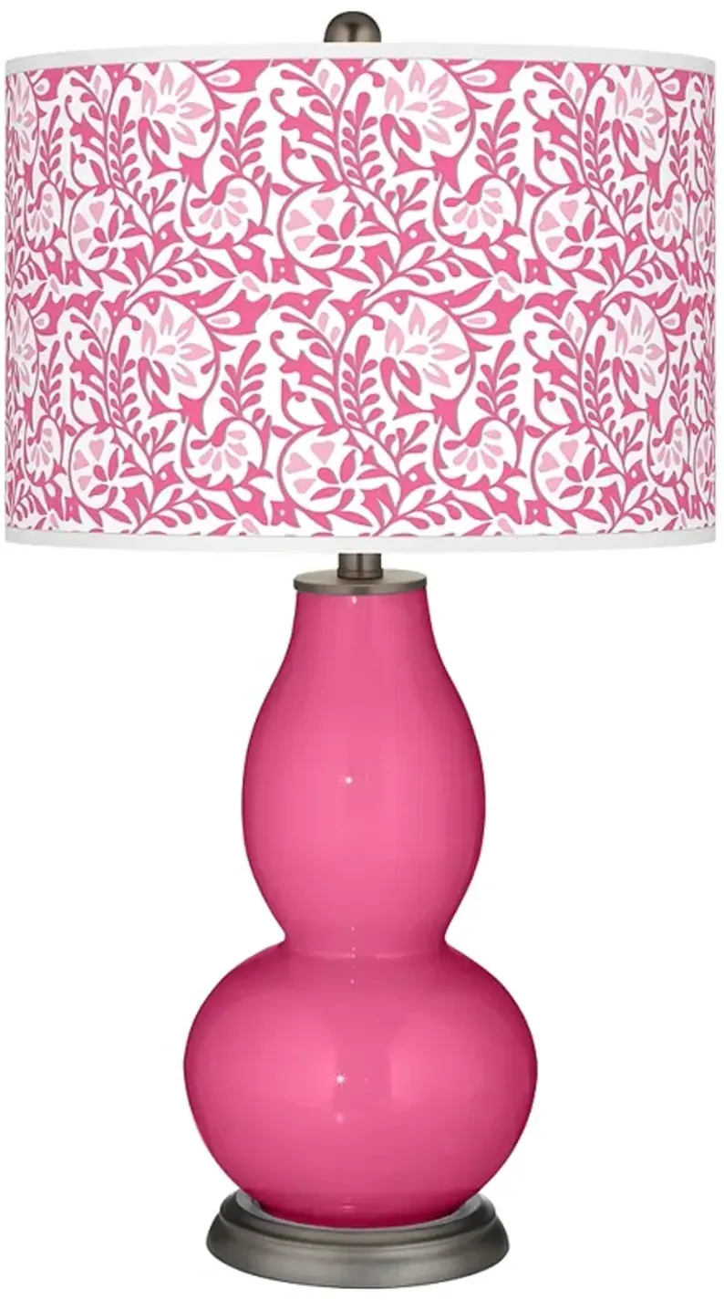 Blossom Pink Gardenia Double Gourd Table Lamp