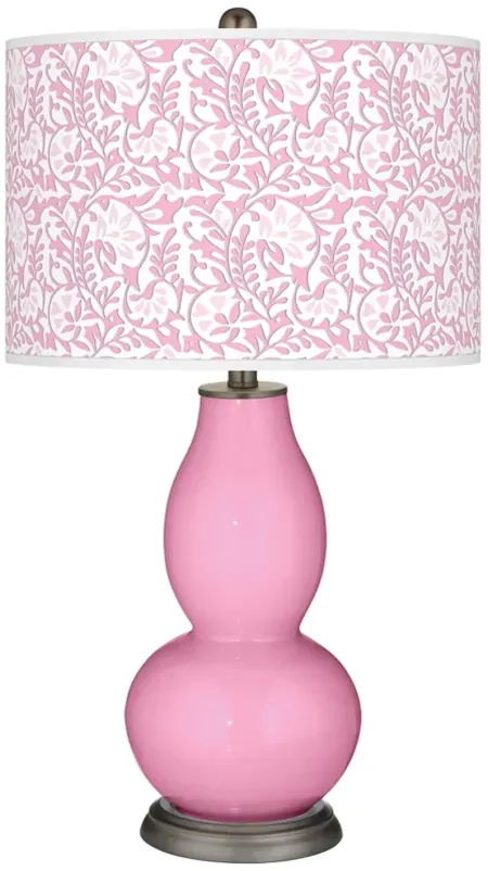 Color Plus Double Gourd 29 1/2" Gardenia and Candy Pink Table Lamp