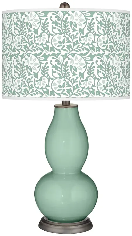 Grayed Jade Gardenia Double Gourd Table Lamp