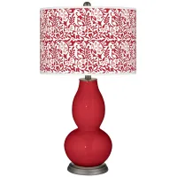 Ribbon Red Gardenia Double Gourd Table Lamp
