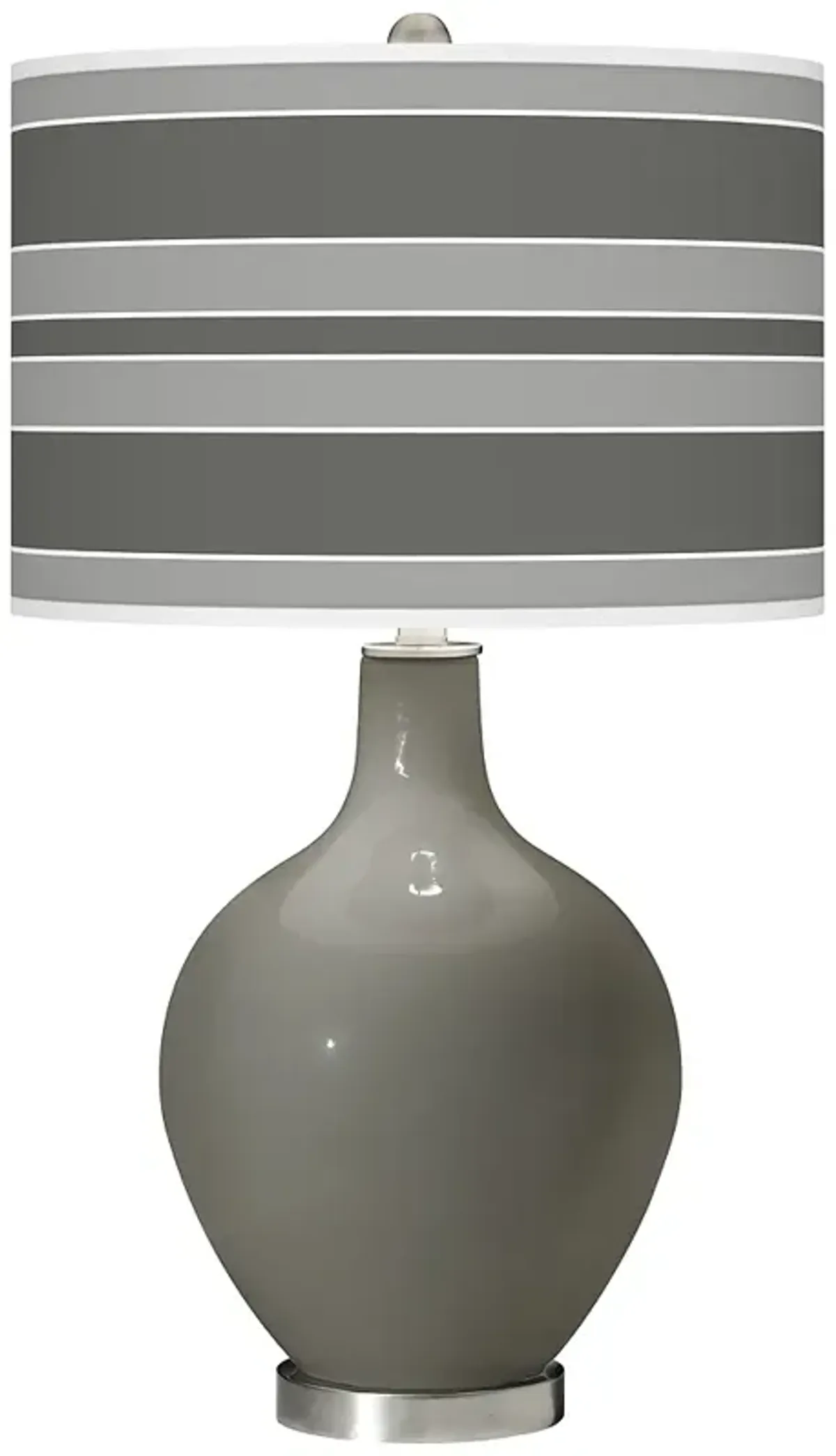 Color Plus Ovo 28 1/2" High Bold Stripe Shade Gauntlet Gray Table Lamp