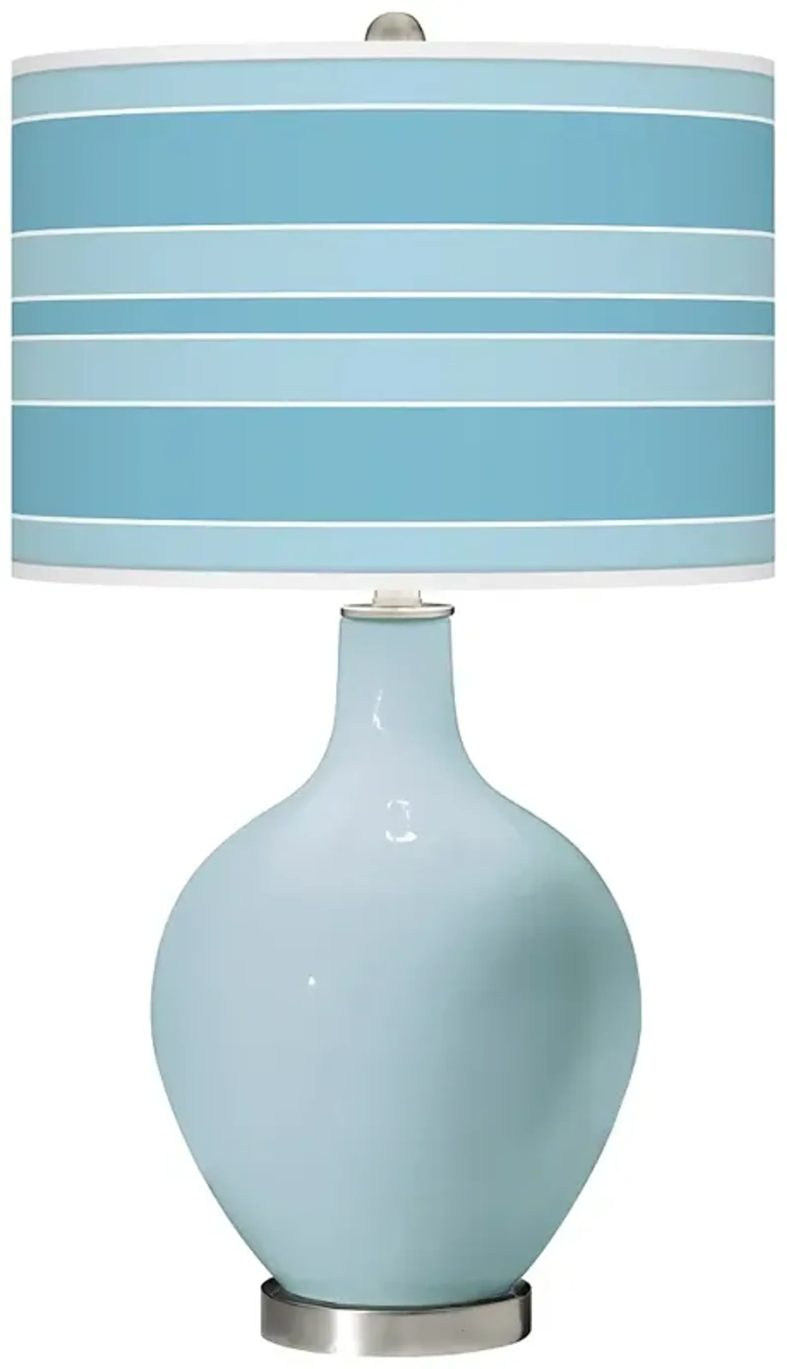 Color Plus Ovo 28 1/2" Bold Stripe Shade Vast Sky Blue Table Lamp