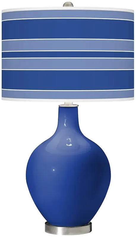 Color Plus Ovo 28 1/2" High Bold Stripe Shade Dazzling Blue Table Lamp