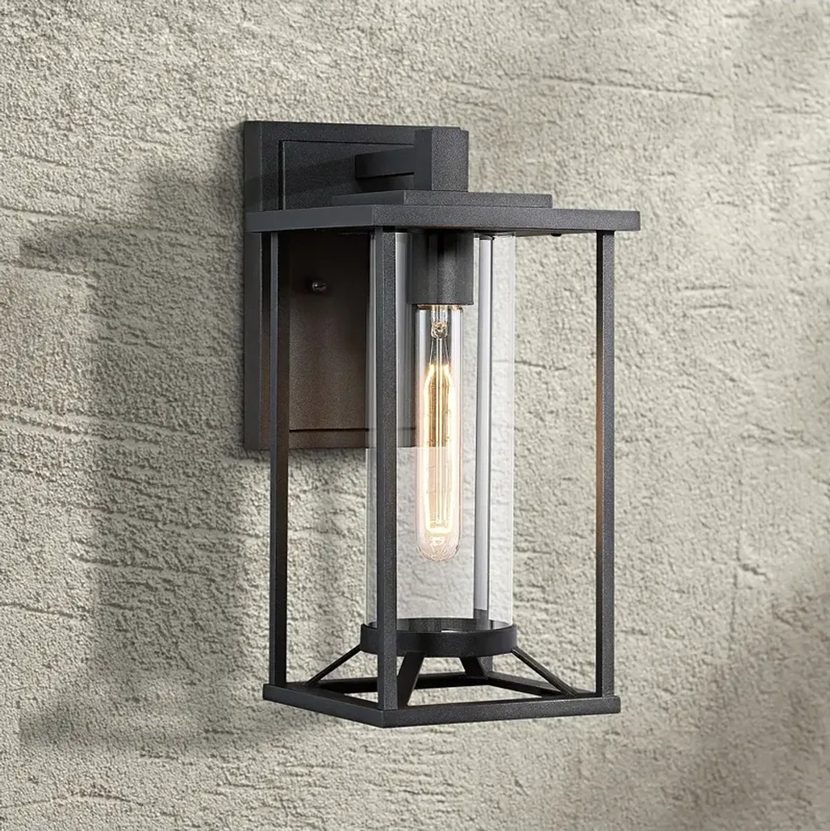 Trescott 14 1/4" High Black Outdoor Wall Light