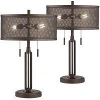 Franklin Iron Works Dayn Industrial LED USB Table Lamps Set of 2