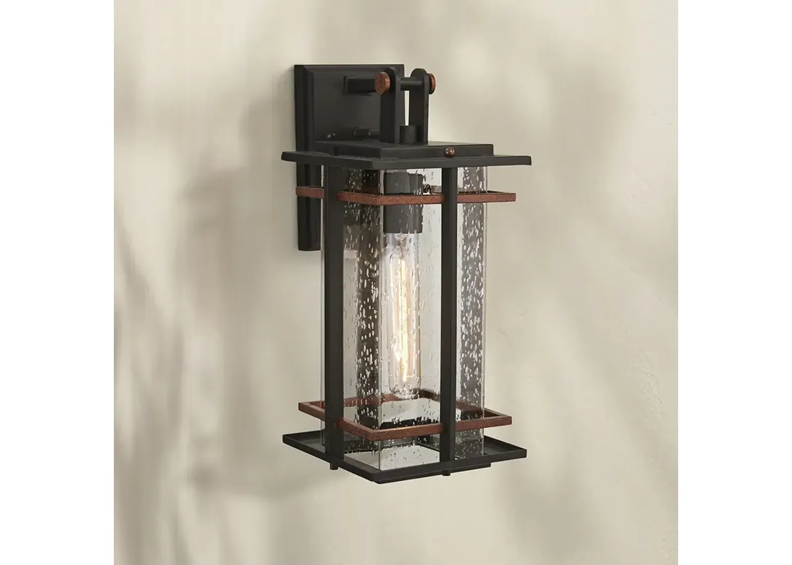 San Marcos 14 3/4" High Black and Copper Outdoor Wall Light