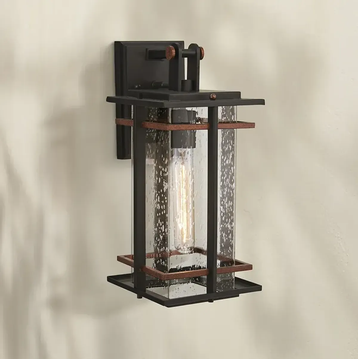 San Marcos 14 3/4" High Black and Copper Outdoor Wall Light