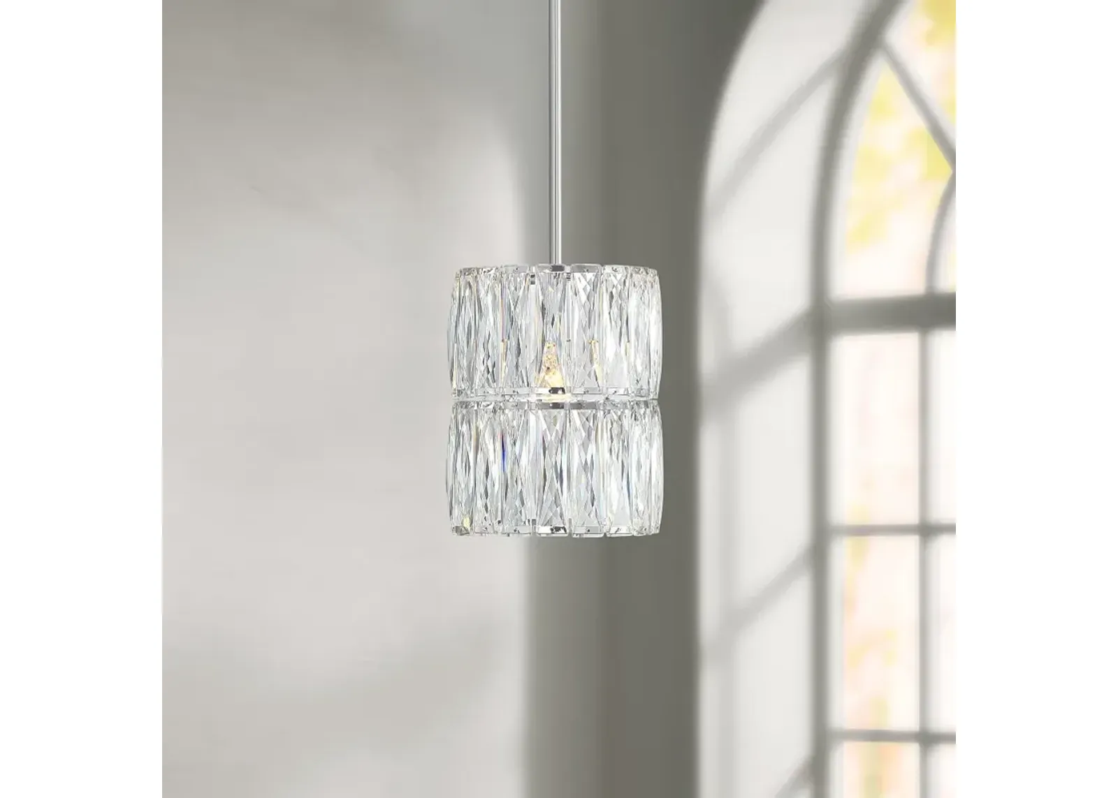 Possini Euro Juliette 7 3/4" Modern Chrome and Crystal Mini Pendant