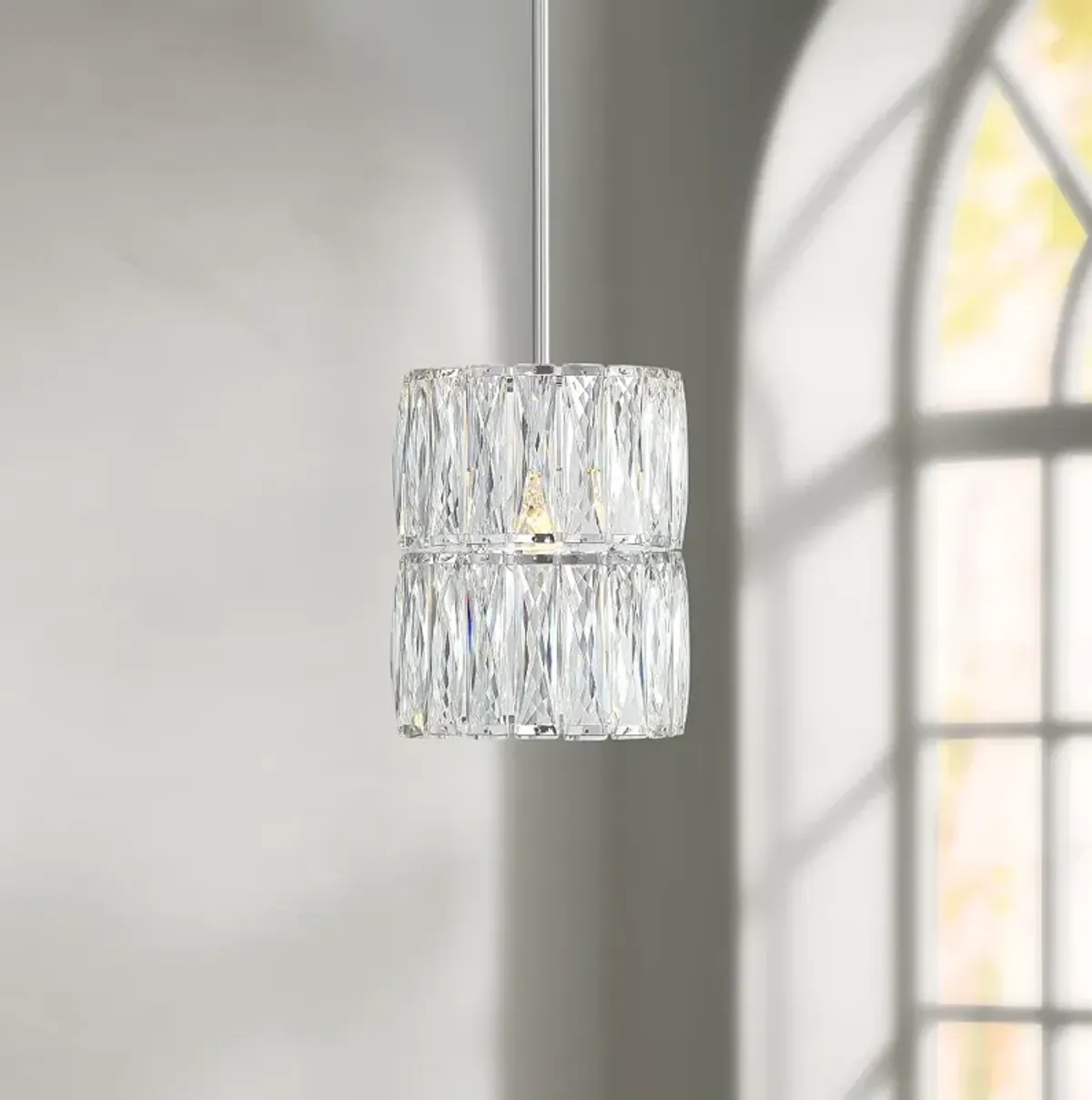 Possini Euro Juliette 7 3/4" Modern Chrome and Crystal Mini Pendant