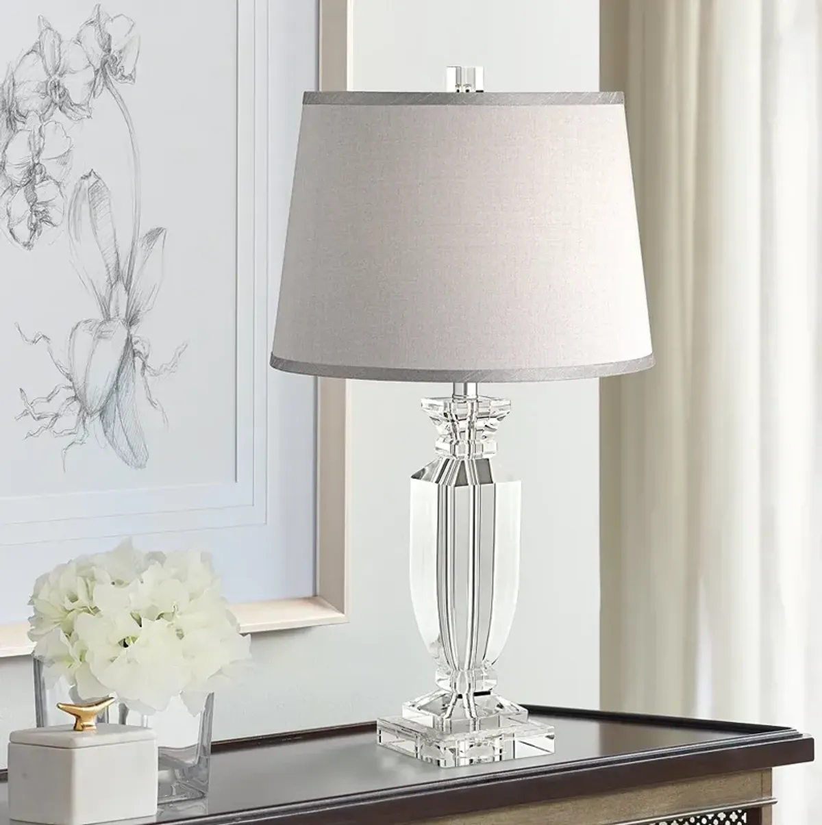 Vienna Full Spectrum Sherry 25" Crystal Table Lamp with Gray Shade