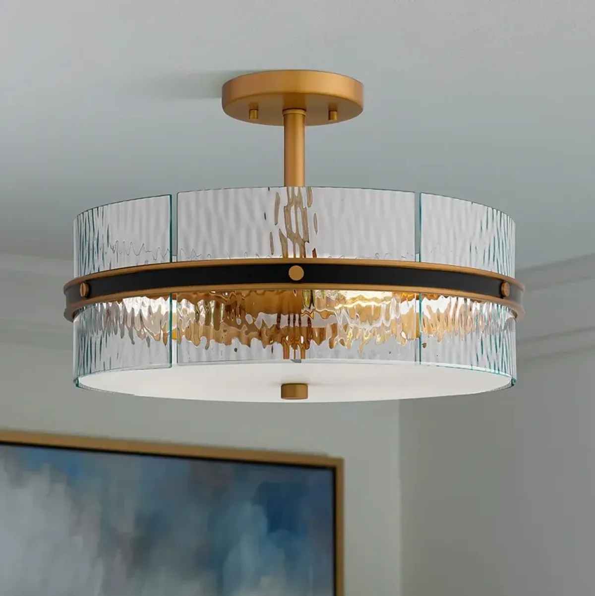 Quoizel Reagan 16" Wide Matte Black and Gold Ceiling Light