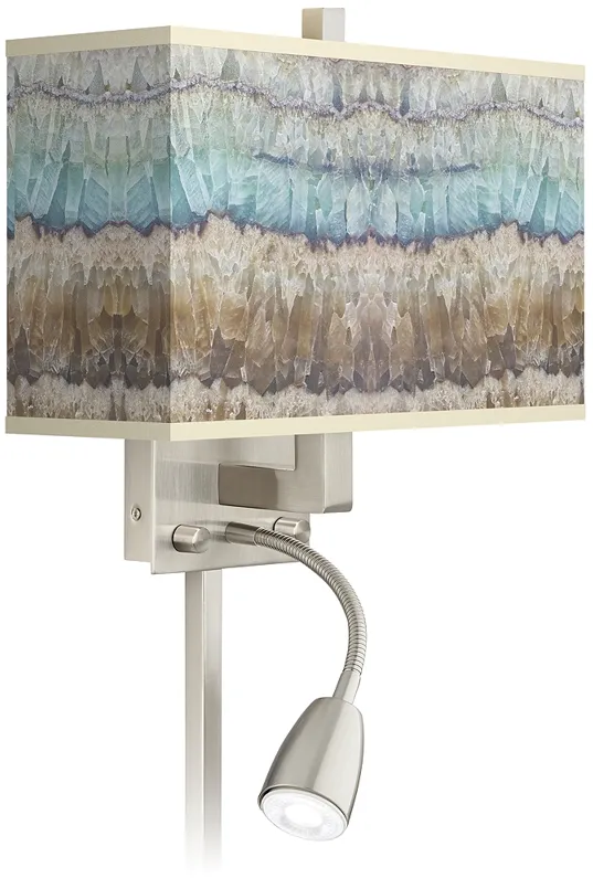 Marble Jewel Giclee Glow 14" Wide LED Reading Light Plug-In Sconce