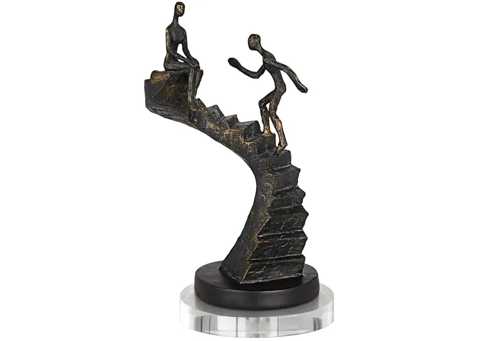 Climbing Stairs 13 3/4"H Sculpture With 7" Round Acrylic Riser