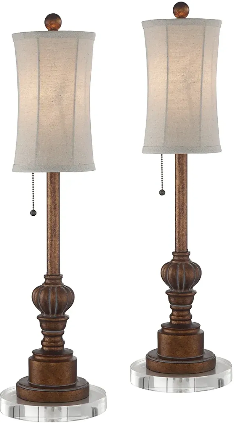 Bertie 28" High Tall Buffet Table Lamps With 7" Round Risers