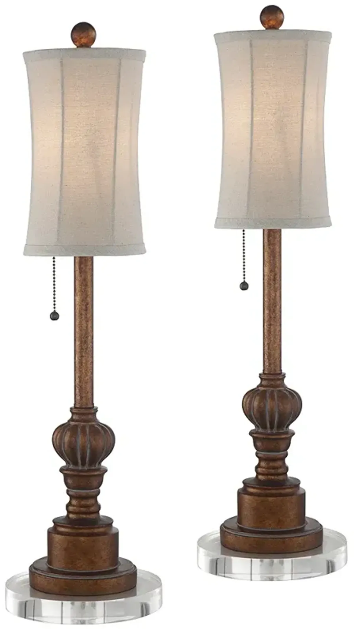 Bertie 28" High Tall Buffet Table Lamps With 7" Round Risers