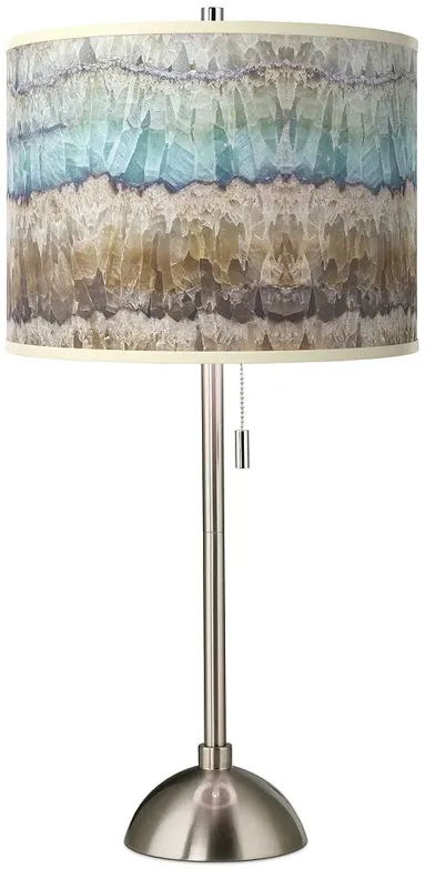 Giclee Glow 28" Marble Jewel Brushed Nickel Pull Chain Table Lamp