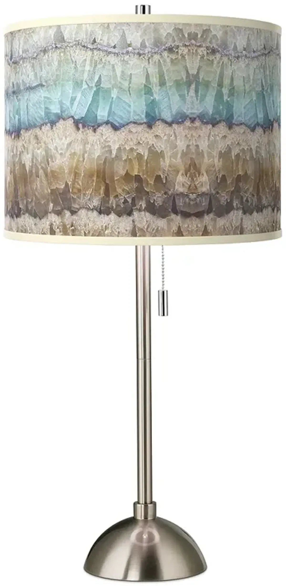 Giclee Glow 28" Marble Jewel Brushed Nickel Pull Chain Table Lamp