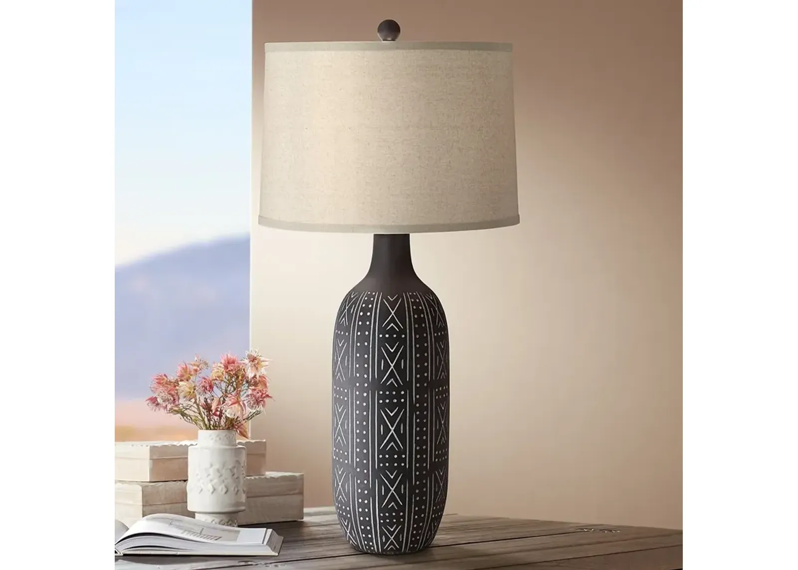 Pacific Coast Lighting Black Geometric Pattern Table Lamp