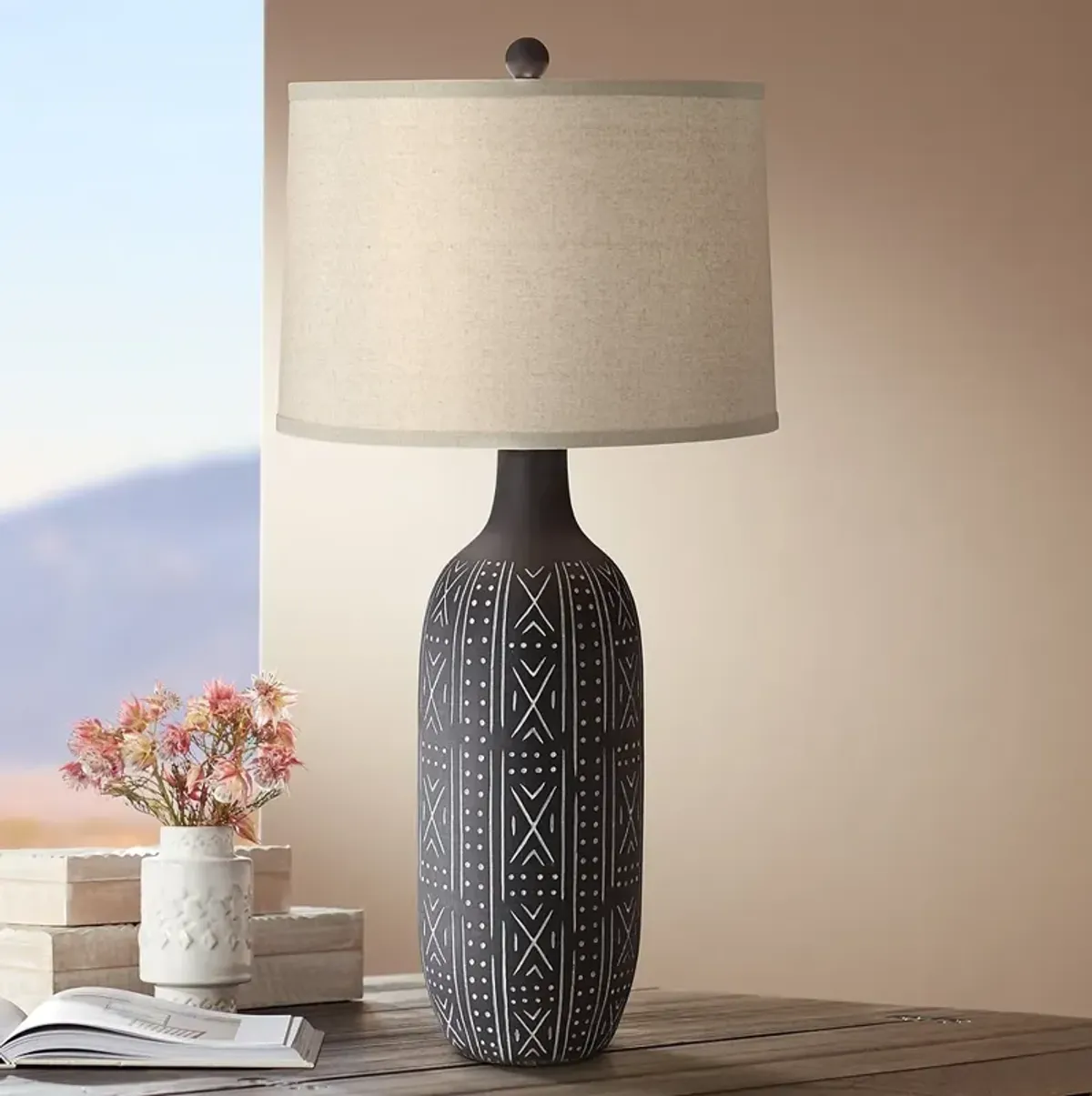 Pacific Coast Lighting Black Geometric Pattern Table Lamp