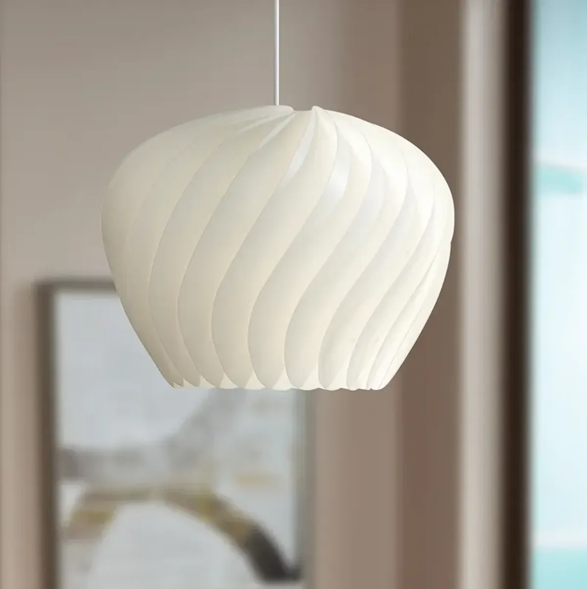 Possini Euro Cavelli 15" Wide White Swirl Pendant Light