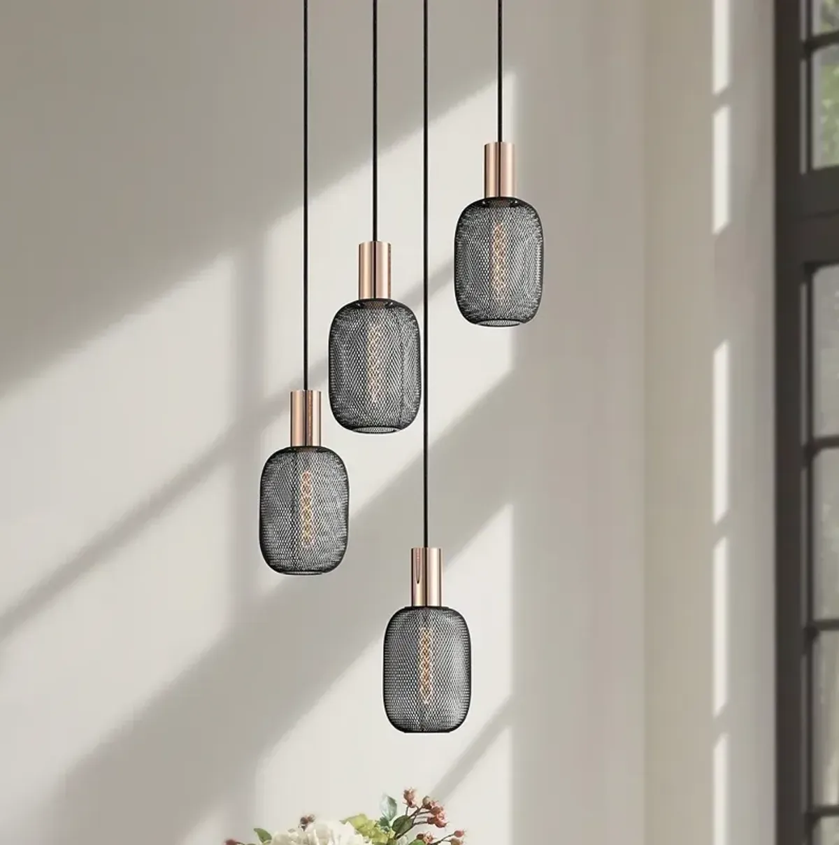 Possini Euro Coburn 16 1/2" Wide Modern Black Mesh Multi-Light Pendant