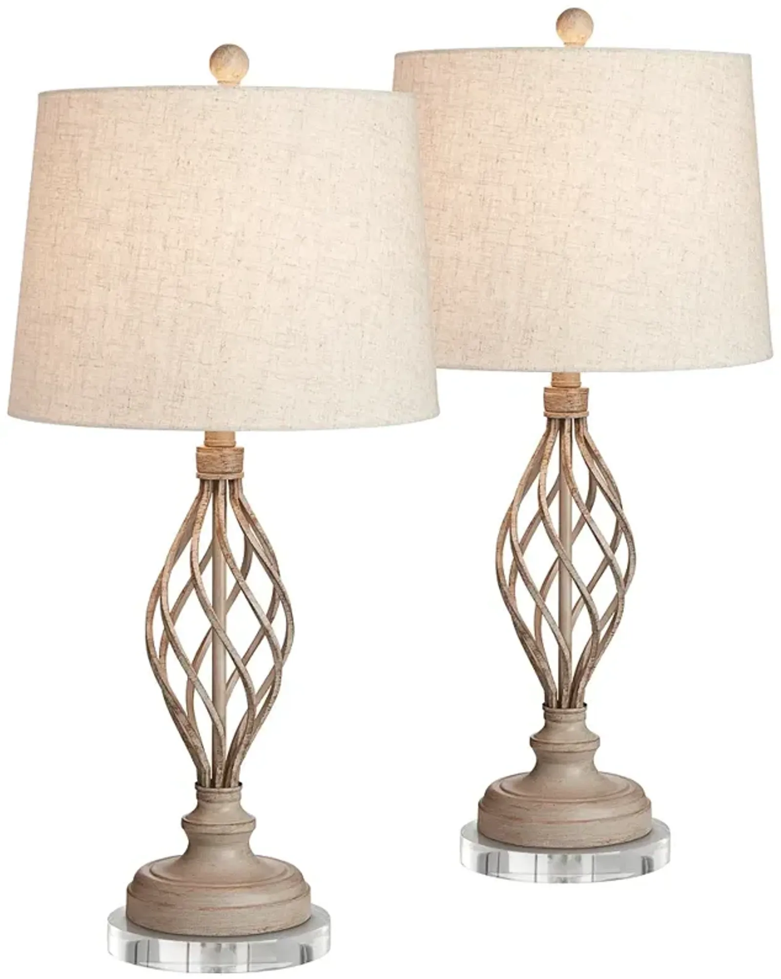 Franklin Iron Works Annie 29" Sand Scroll Lamps Set with Round Risers