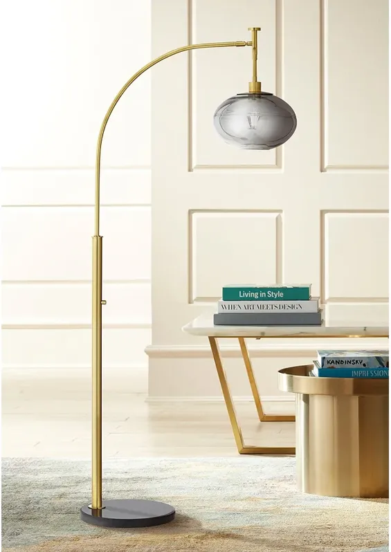 Pacific Coast Lighting 69" Gray Orb and Gold Modern Arc Floor Lamp