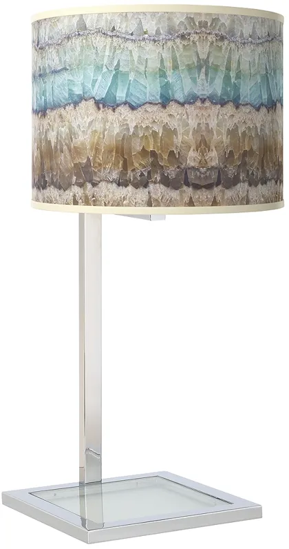 Marble Jewel Giclee Gallery Modern Glass Inset Table Lamp