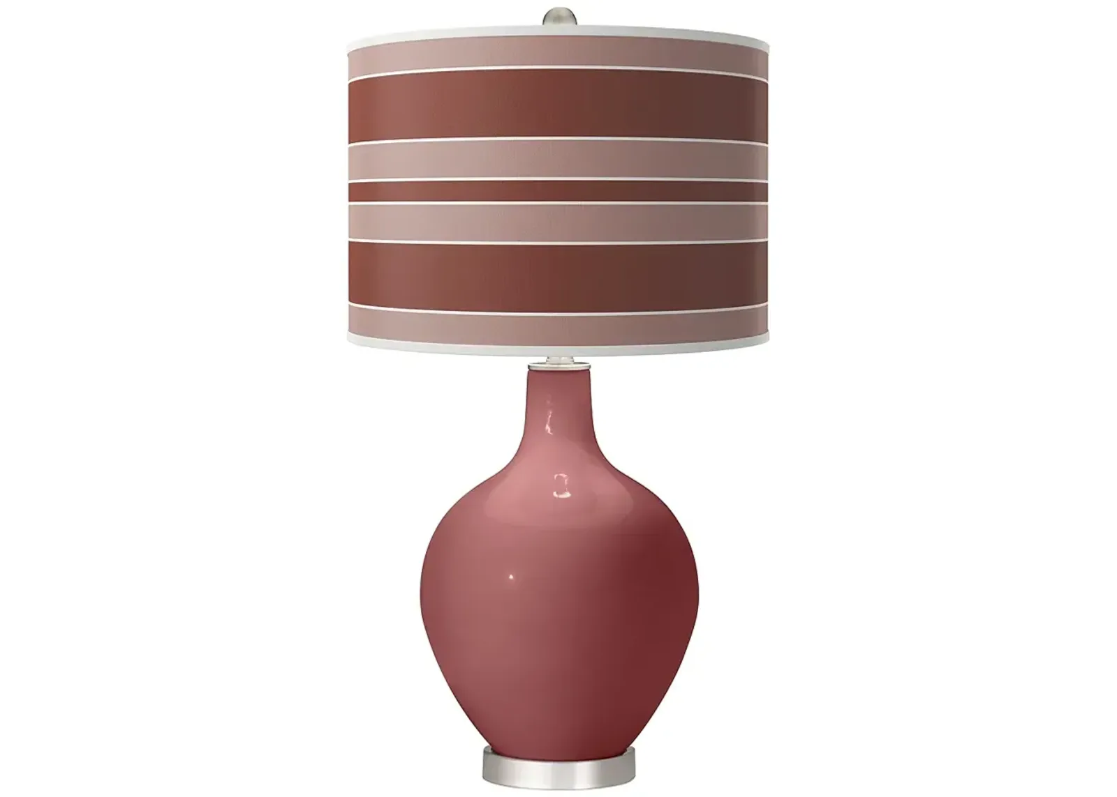 Color Plus Ovo 28 1/2" High Bold Stripe Shade Toile Red Table Lamp