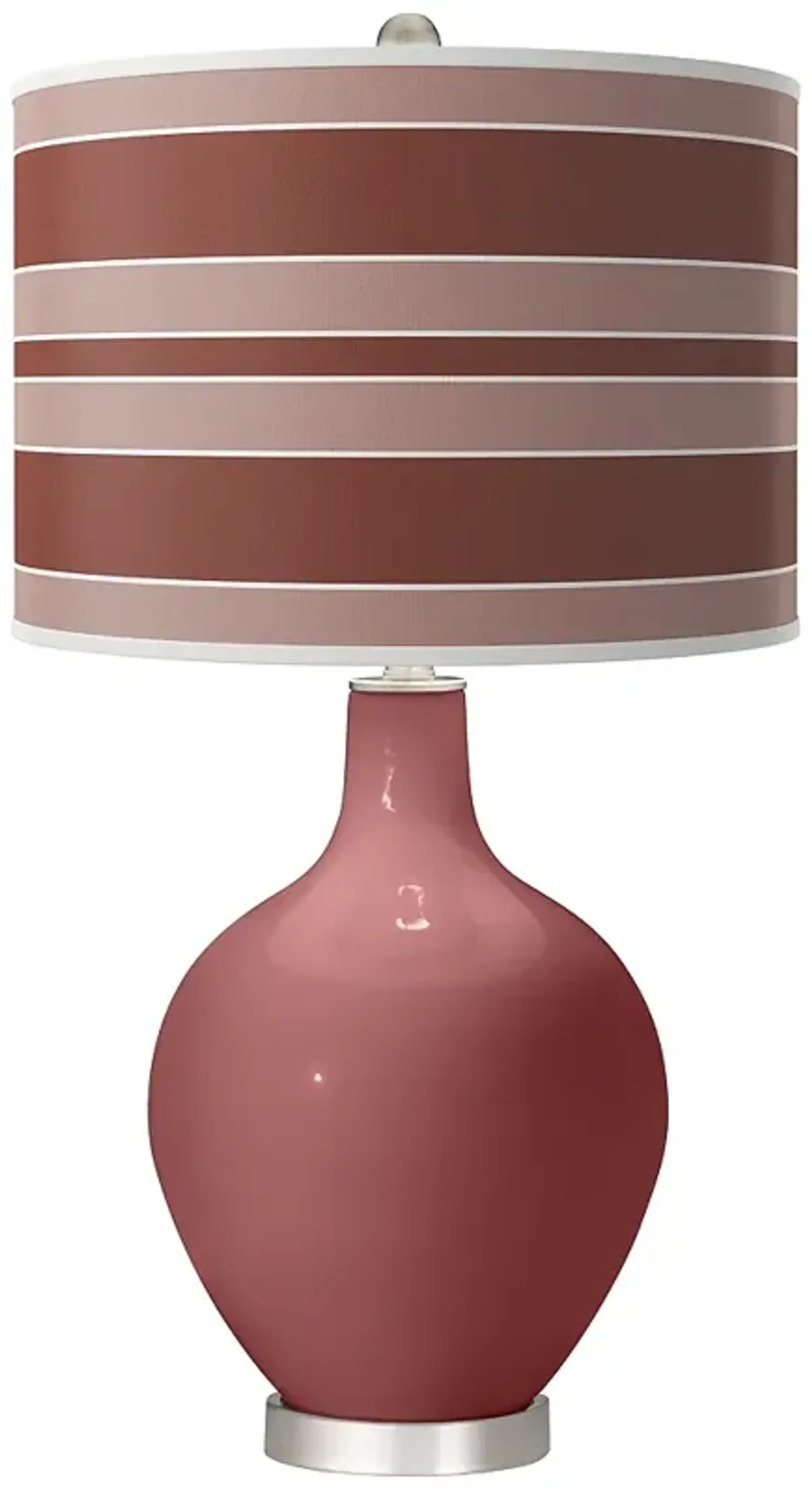 Color Plus Ovo 28 1/2" High Bold Stripe Shade Toile Red Table Lamp