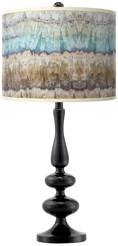 Marble Jewel Giclee Gallery Modern Black Finish Table Lamp