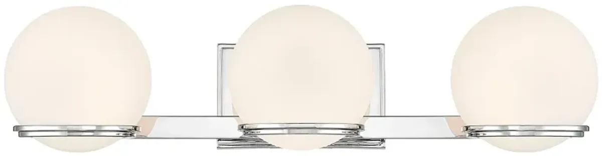 Minka-Lavery Hollywood Nights 3-Light Chrome Vanity with Opal Glass Shade