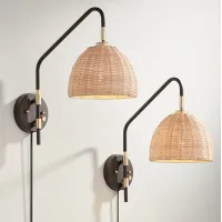 Barnes and Ivy Vega Bronze Plug-In Wall Lamps Set of 2
