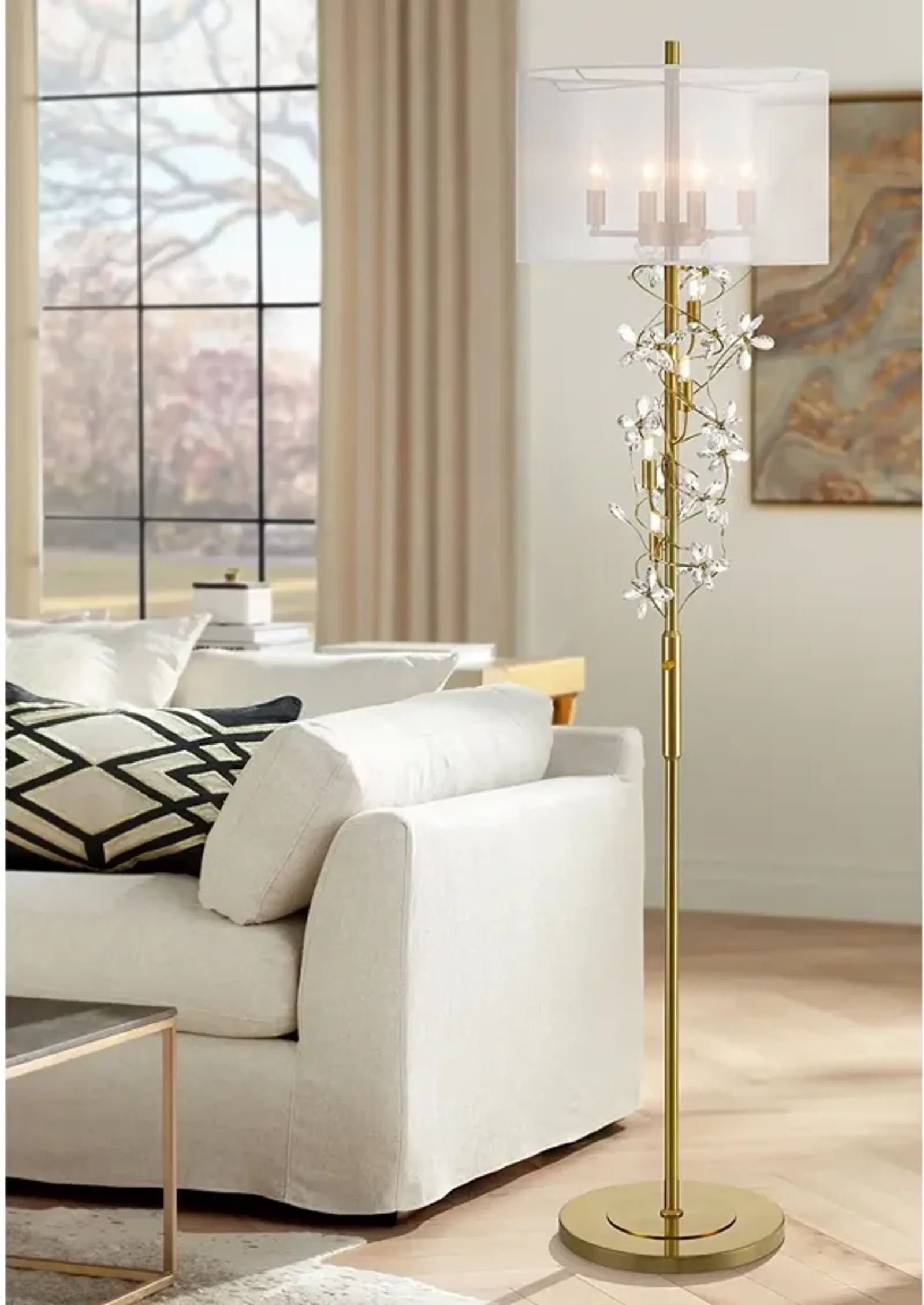 Possini Euro Vivant 71 1/2" High Crystal Spray Soft Gold Floor Lamp