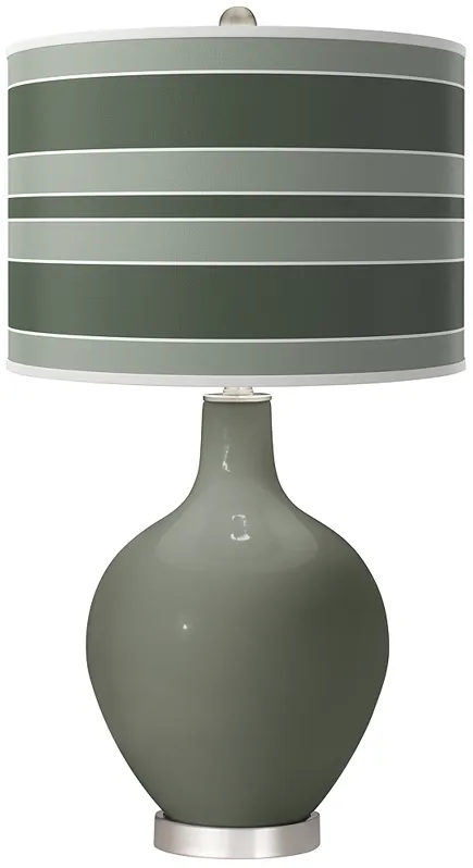 Pewter Green Bold Stripe Ovo Table Lamp