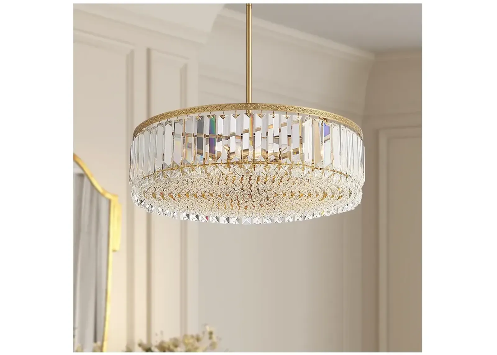 Stiffel Ella 20 1/4" Wide Soft Gold Crystal 5-Light Drum Pendant