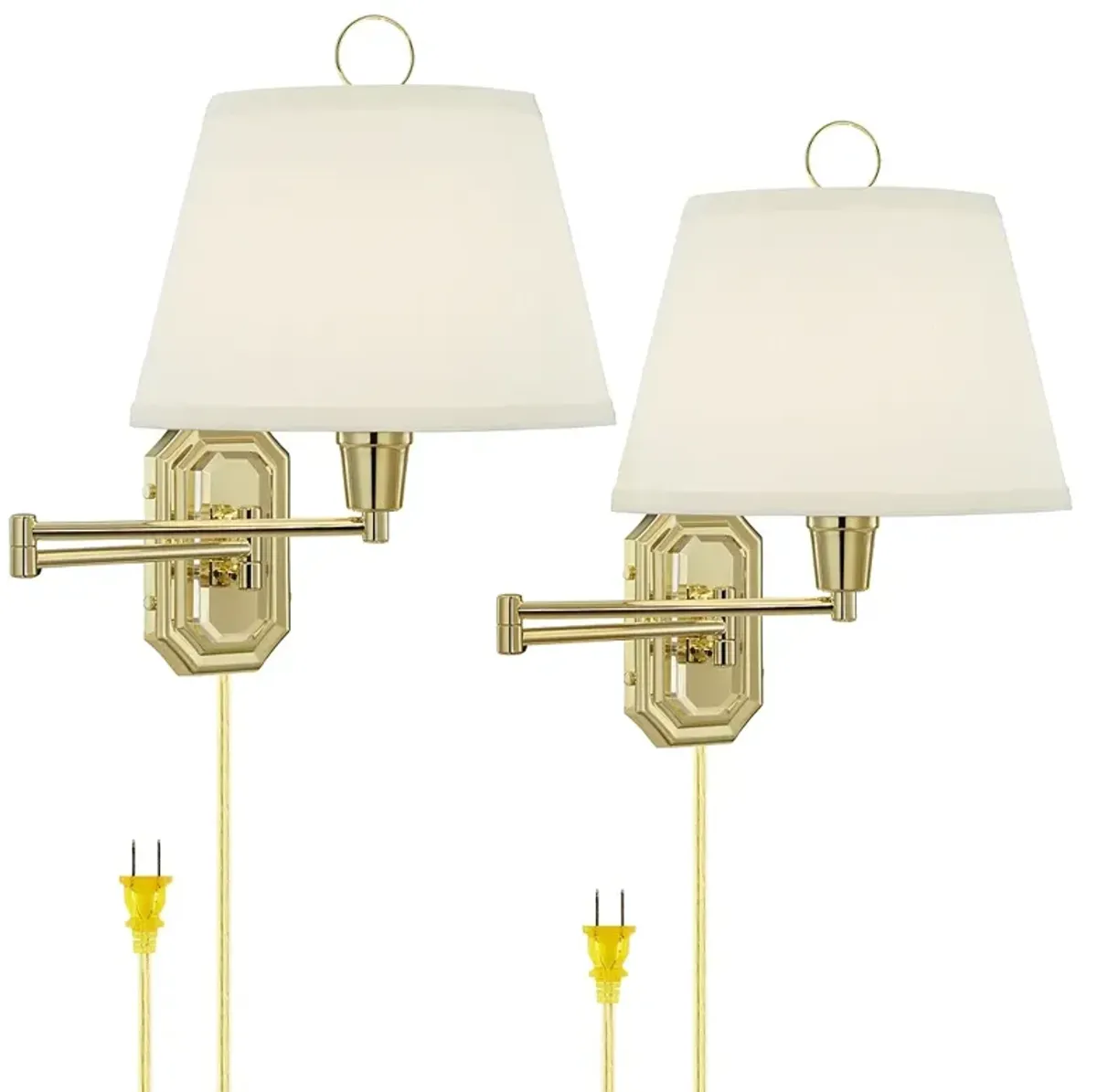 Barnes and Ivy Fredericks Traditional Brass Plug-In Wall Lamps Set of 2