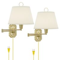 Fredericks Brass Finish Traditional Plug-In Wall Lamps Set of 2