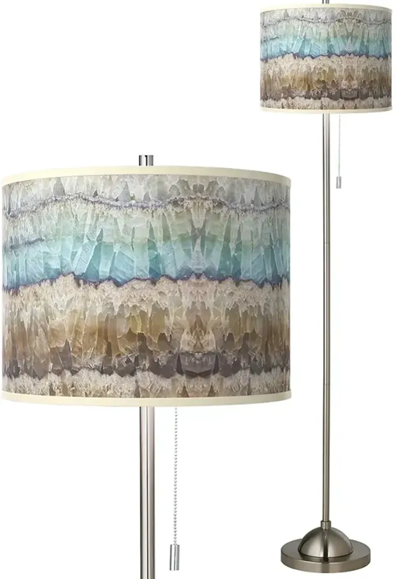 Giclee Glow 62" Marble Jewel Brushed Nickel Pull Chain Floor Lamp