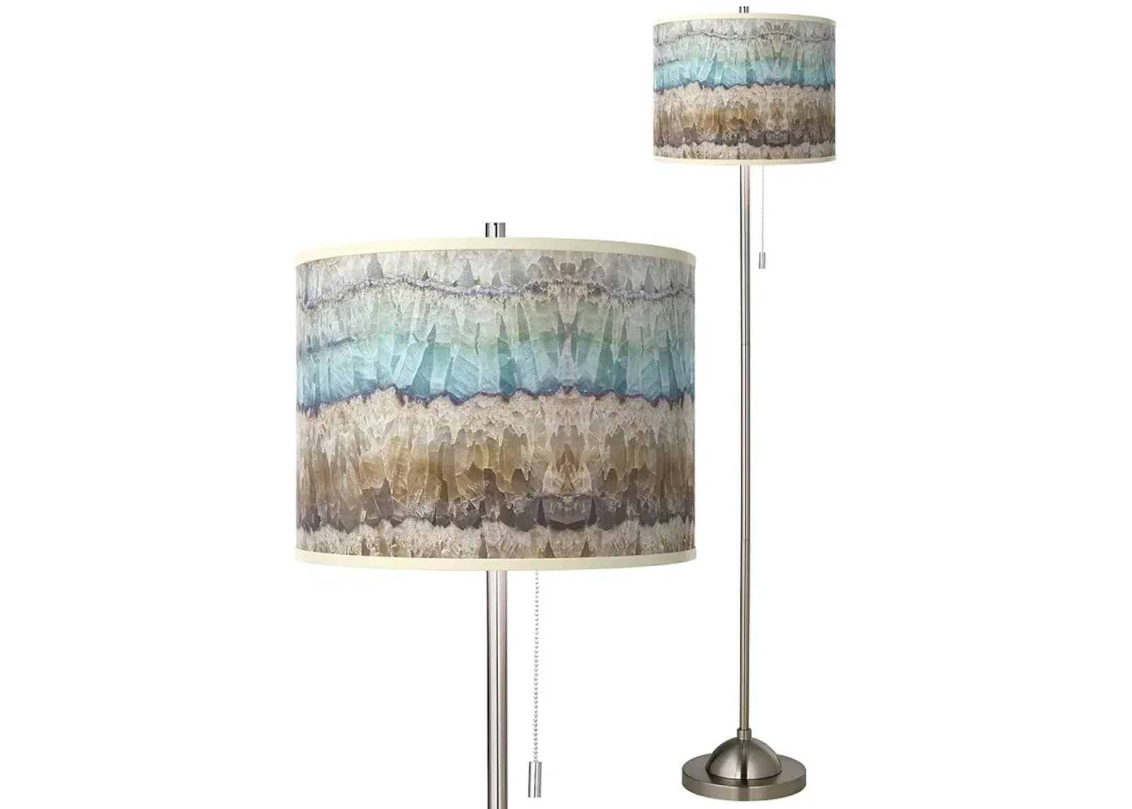 Giclee Glow 62" Marble Jewel Brushed Nickel Pull Chain Floor Lamp