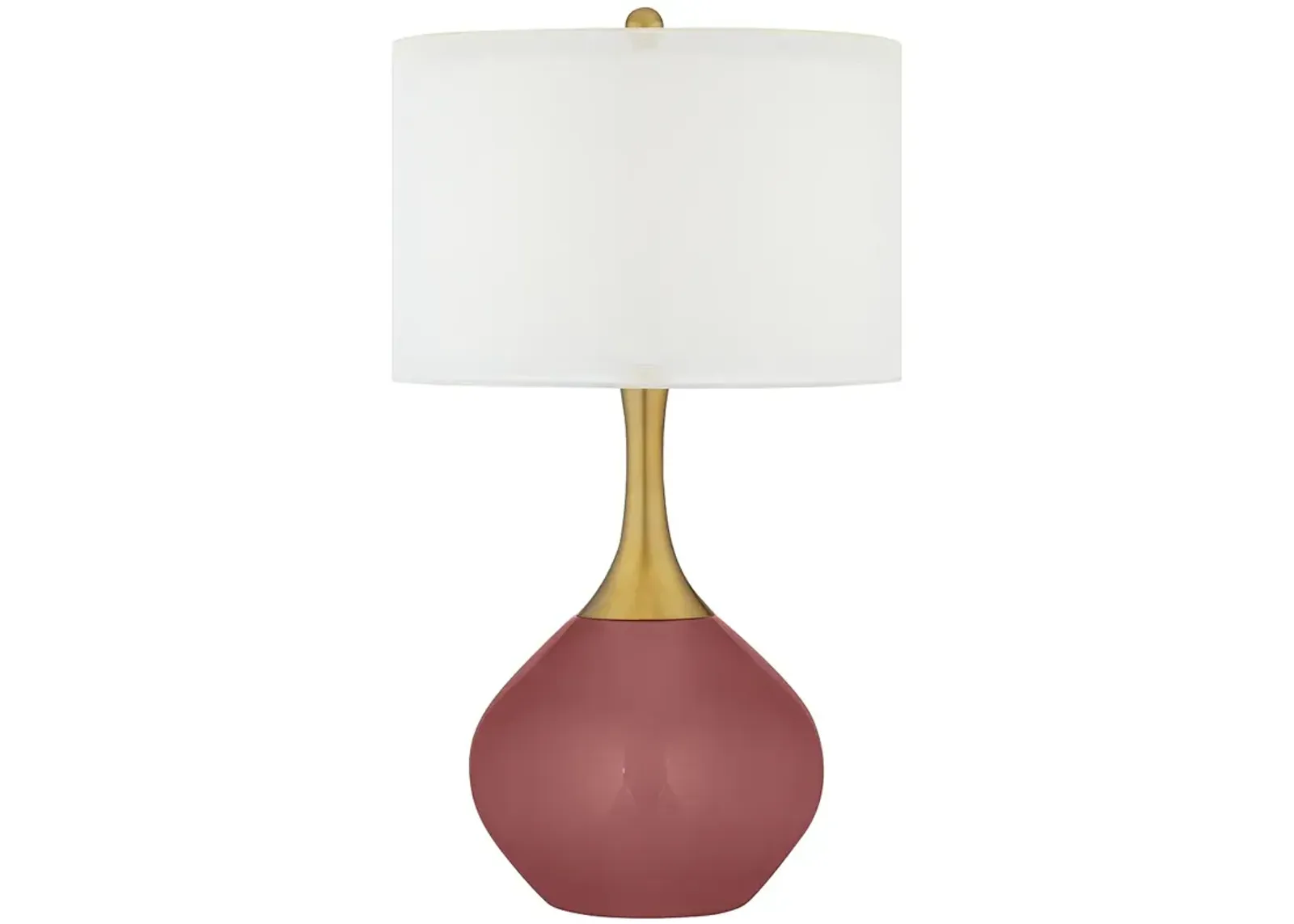 Color Plus Nickki Brass 30 1/2" High Toile Red Table Lamp